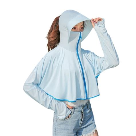 New Sun Protection Womens Hat Top Zipper Hood Uv Protection Beach Ice Silk Sun Protection