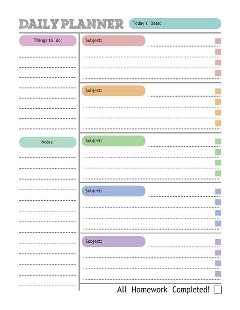 Free Homework Planner Printable