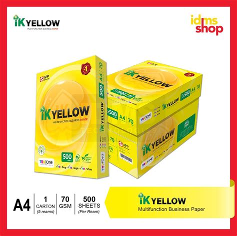 Ik Yellow A4 Paper 70gsm 1 Carton Box 5 Ream 500 Sheetsream Lazada