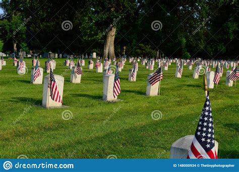 Memorial Day Cemetary With Flags Editorial Stock Image Image Of Grief