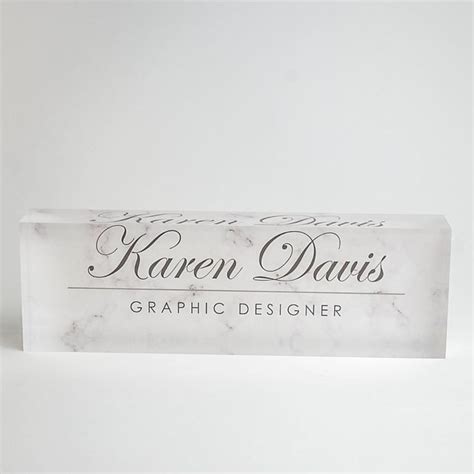 Personalized Desk Name Plate Custom Name On White Marble Design