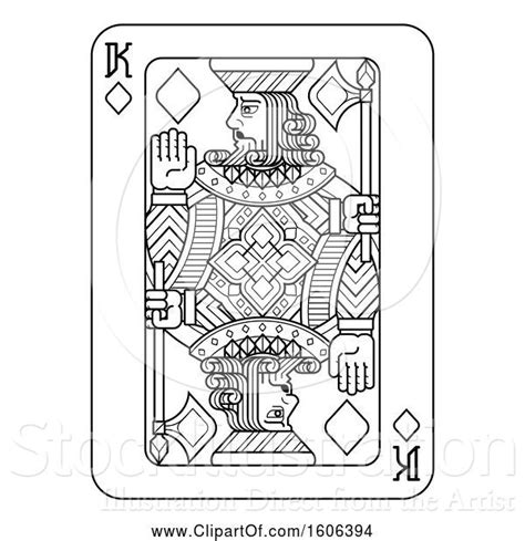 Vector Illustration Of Black And White King Of Diamonds Playing Card By