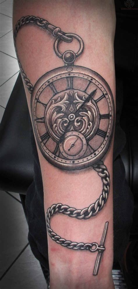 Don't miss our guide to the most amazing pocket watch ideas on the planet! Unique Pocket Watch Tattoo Design For Forearm | Zegar, Motyle