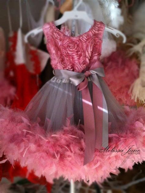 feather delight girls rosette dress etsy girl princess dress princess dress feather dress