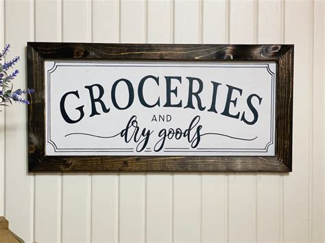 Groceries And Dry Goods Sign Grocery Wood Sign Kitchen Etsy