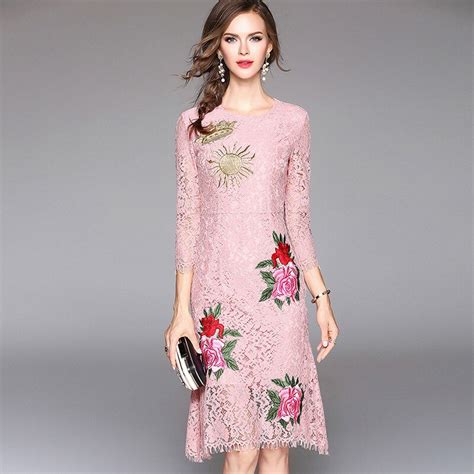 Womens Embroidery Party Dresses Runway Floral Bohemian Flower