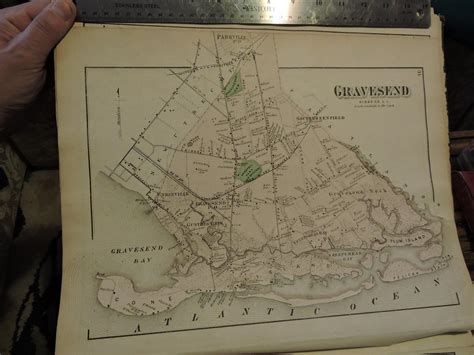 Original 1873 Beers Map Brooklyn Kings County Coney Island Gravesend