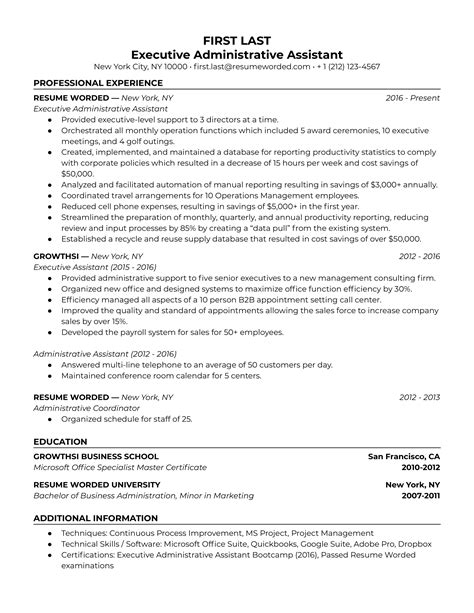 14 executive assistant resume examples for 2023 resume worded