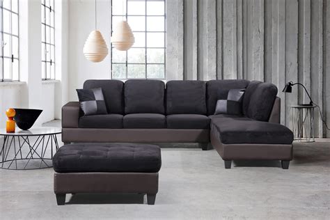 3 Piece Modern Right Microfiber Faux Leather Sectional Set Wstorage