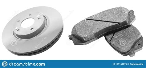 Brake Discs And Brake Pads Isolated On White Background Auto Parts