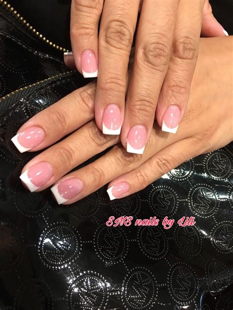 sns nails french tips french acrylic nails french tip acrylic nails white tip nails
