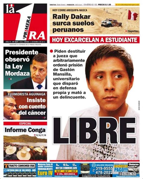 Vea Las Portadas De Los Principales Diarios Peruanos Para Hoy Viernes
