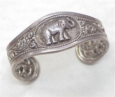 Vintage Elephant Cuff Bracelet Sterling Silver Sterling Silver