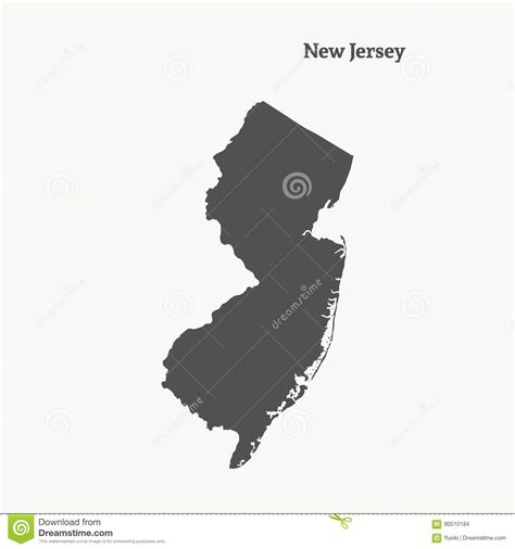 Mapa Del Esquema De New Jersey Ilustración Stock de ilustración