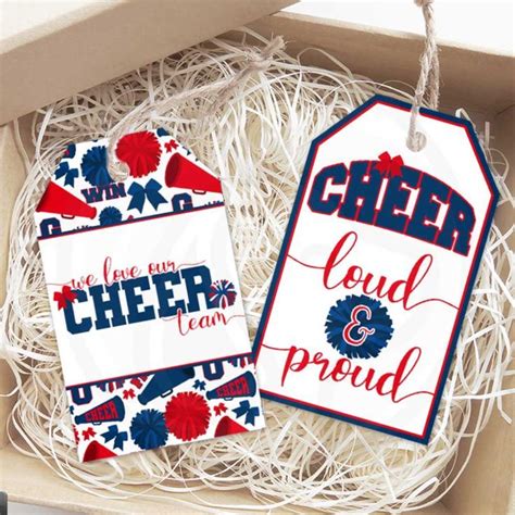 Printable Red And Blue Cheerleading Gift Tags Cheerleading Cheer Team
