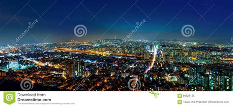 Panorama Of Downtown Cityscape And Seoul Tower In Seoul Korea Stock