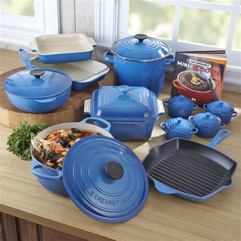 Le creuset coats each of its cooking and baking dishes with a special colorful enamel that resists chipping and aids in heat distribution. Blue cookware | Le creuset cookware, Le creuset, Creuset