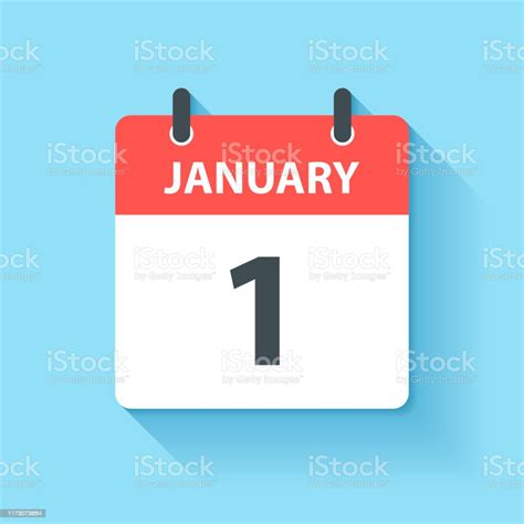 January 1 Daily Calendar Icon In Flat Design Style Stock Illustration ...