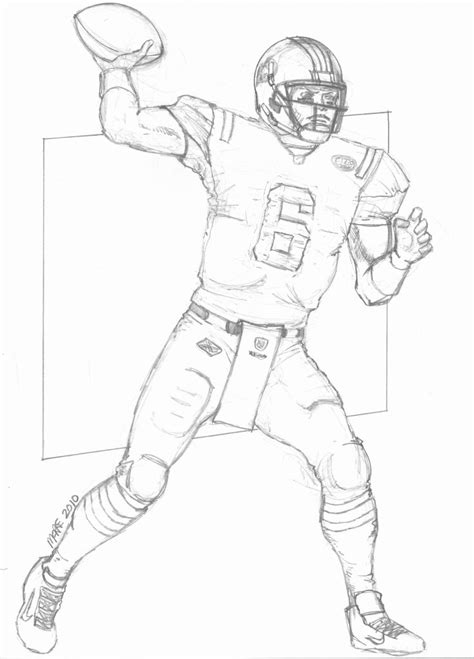 Football Player Drawings Quarterback Sketch Coloring Page