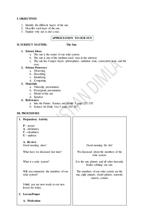A Detailed Lesson Plan In Science A Detailed Lesson Plan In Science 4