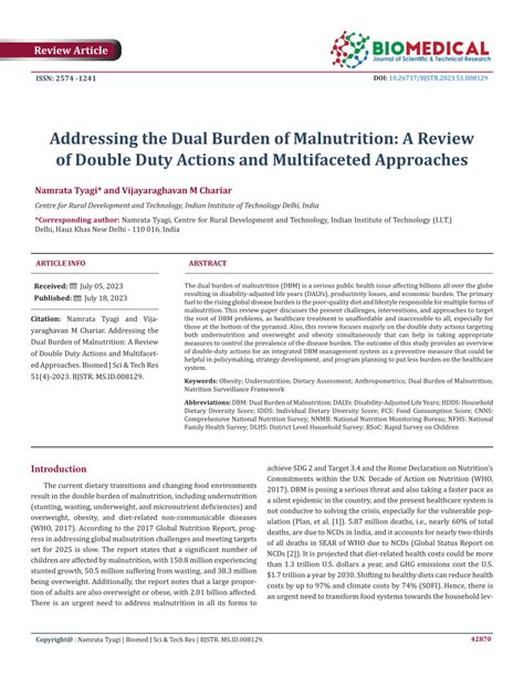 pdf addressing the dual burden of malnutrition a review of double duty actions and