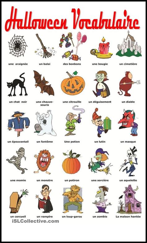 Halloween Vocabulaire Vocabulaire Fle Halloween