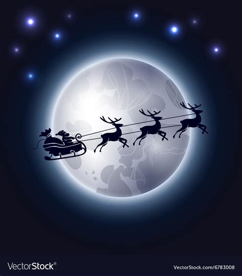 Santa Claus And The Moon Royalty Free Vector Image