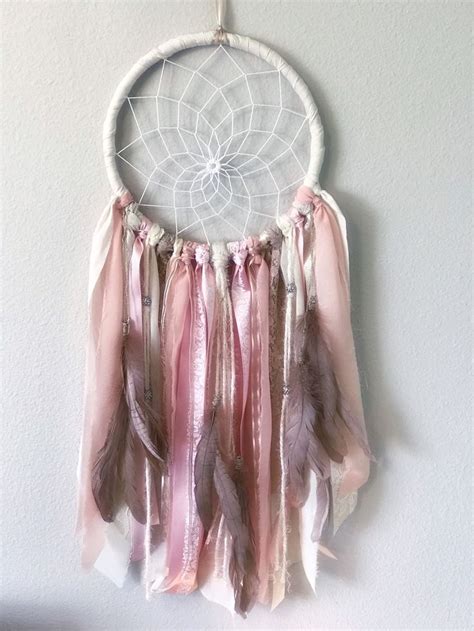 Dream Catcher Pink Champagne Pink And White Dream Catcher Etsy