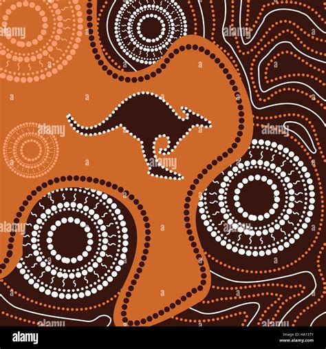 Illustration Based On Aboriginal Style Of Dot Painting With Kangaroo