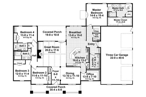 Craftsman Style House Plan 4 Beds 35 Baths 2800 Sqft Plan 21 349