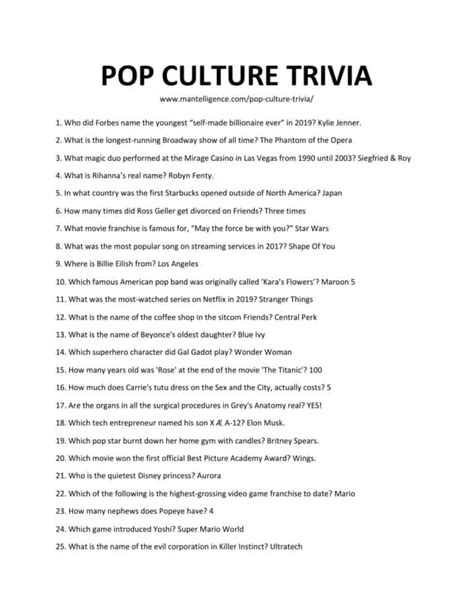 42 Best Pop Culture Trivia Questions And Answers You Can Find