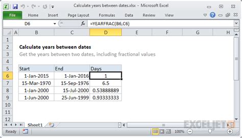 Calculate Years Between Dates Excel Formula Exceljet