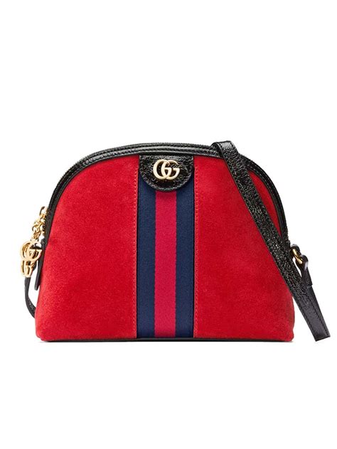 Gucci Ophidia Patent Leather Trimmed Suede Shoulder Bag