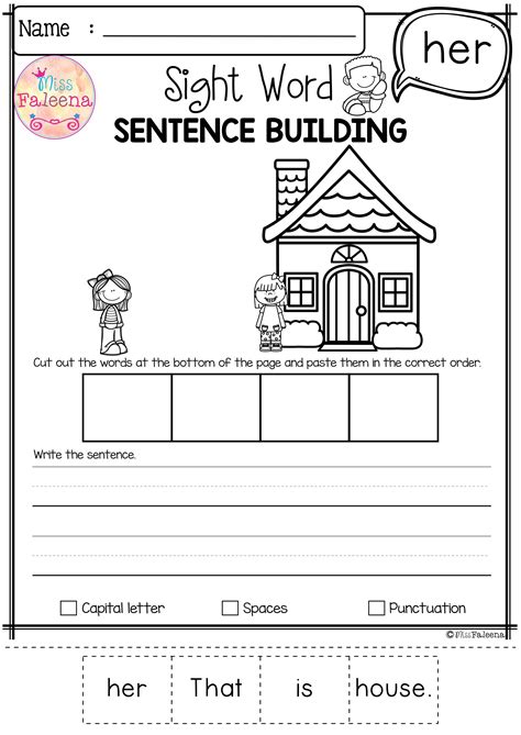 Kindergarten sight word sentences worksheets