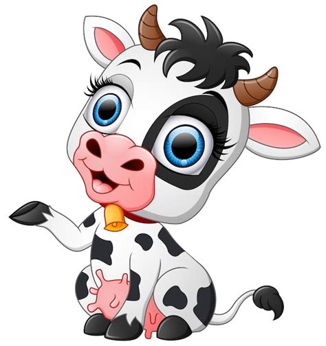 Presentación De Dibujos Animados De Vaca Feliz Vector Premium