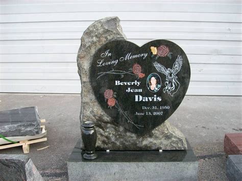 Unique Custom Heart Shaped Headstone Monument Beautiful Inlayed