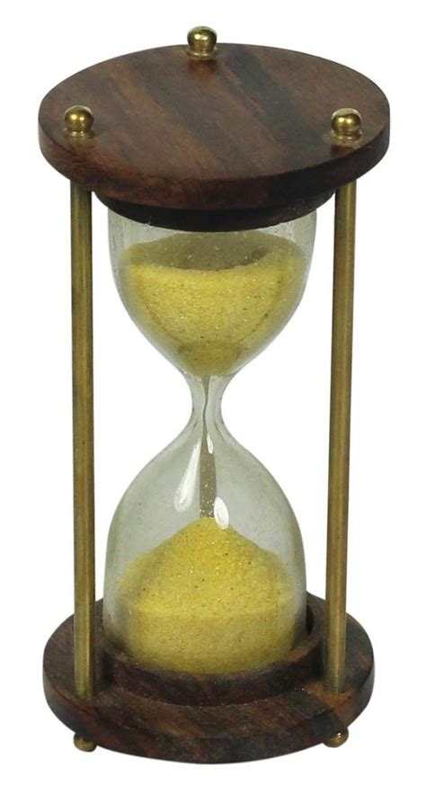 3 Minute Hourglass Sand Timer In Brass And Wood 6” Nautical Device