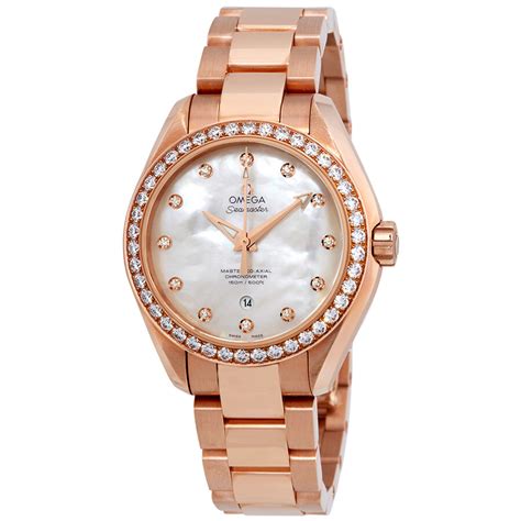 Gold & steel watches 18. Omega Seamaster 18 Carat Rose Gold Ladies Diamond Watch ...