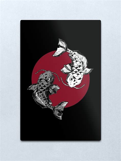 Japanese Koi Fish Circle Metal Print For Sale By Zeichenbloq Redbubble