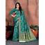 Buy Teal Designer Party Wear Lichi Silk Sari  Sarees