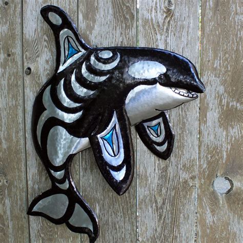 Custom Made Orca Killer Whale Sculpture Aluminum Metal Whale Wall Art