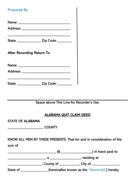 Free Printable Quit Claim Deed Alabama Printable Templates