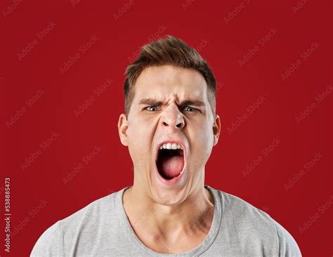 Angry Sad Man Shouting Loud Negative Concept Stock Photo Adobe Stock
