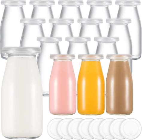Premium Vials 11 Oz Glass Milk Bottle Set Of 6 Includes