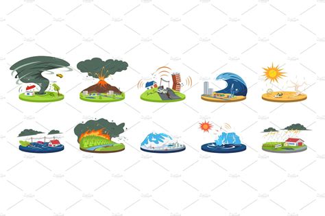 Natural Disasters Illustration Set Illustrations Creative Market