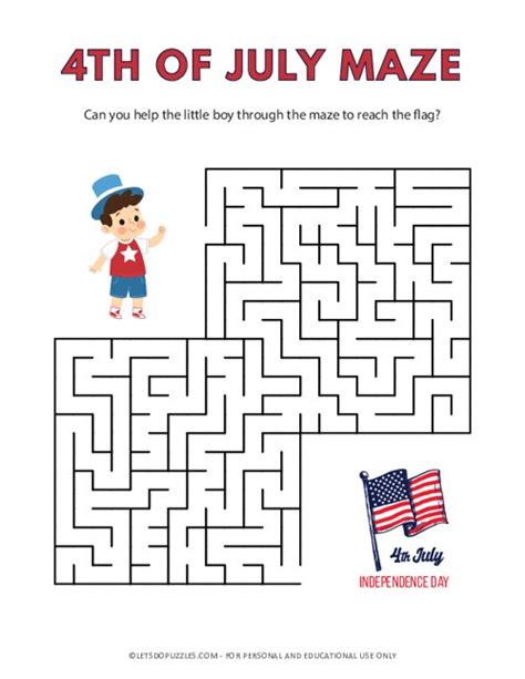 4th Of July Maze Fourth Of July Activities For Kids