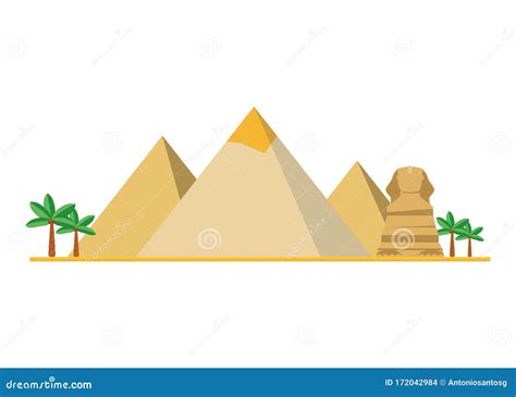 The Pyramids Of Giza Egypt Isolated On White Background Vector