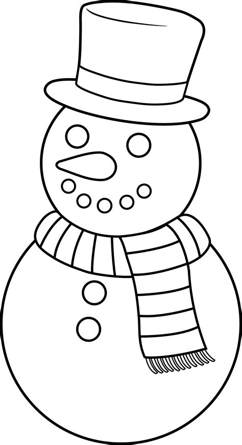 Colorable Christmas Snowman - Free Clip Art