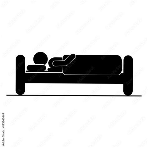 Black Silhouette Pictogram Person In Bed Sleeping Vector Illustration Vector De Stock Adobe Stock