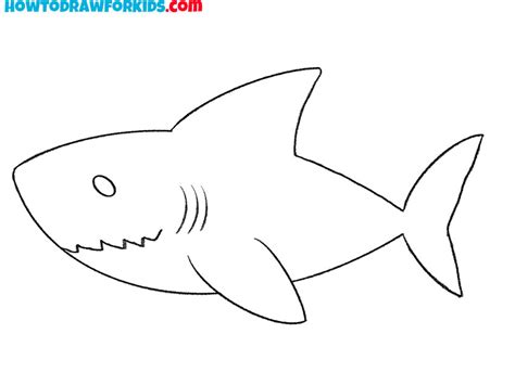How To Draw Great White Shark Easy Drawing Tutorial For Kids